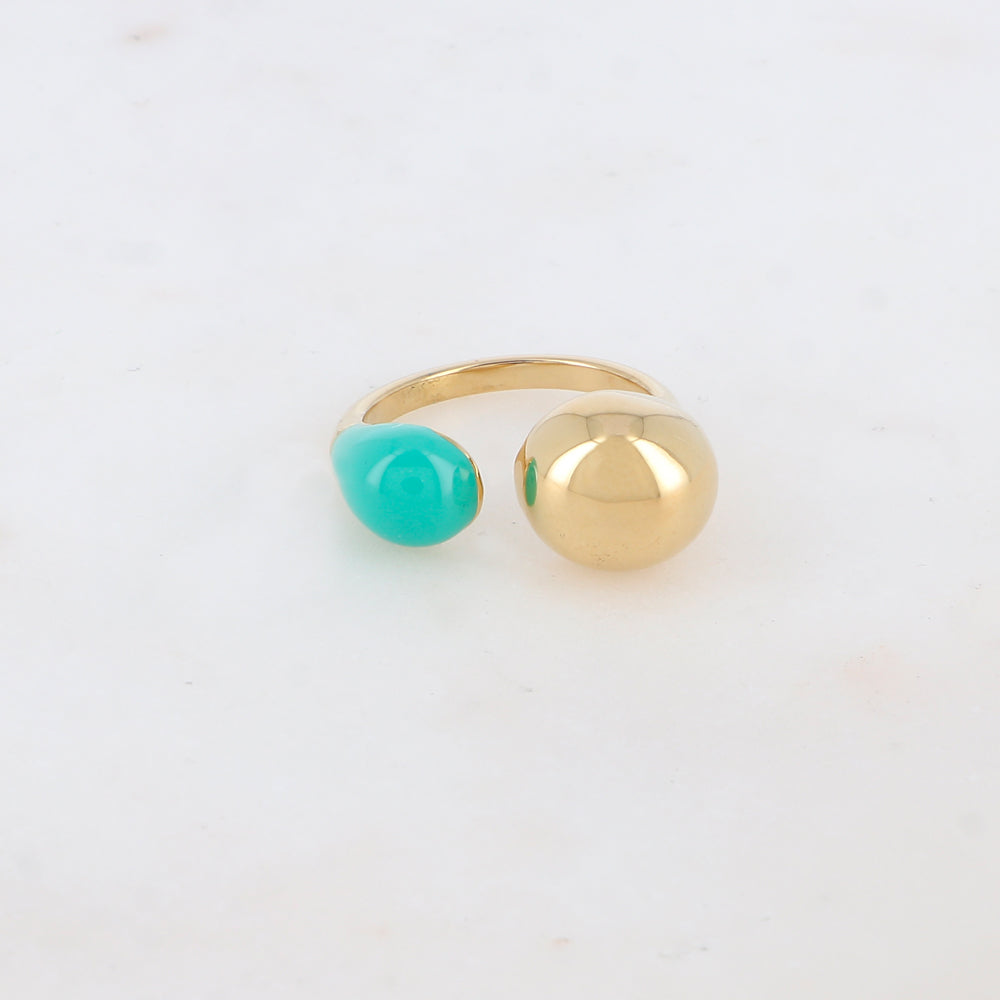 Bague fine avec émail - Turquoise