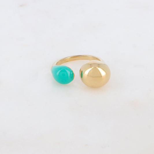 Bague fine avec émail - Turquoise