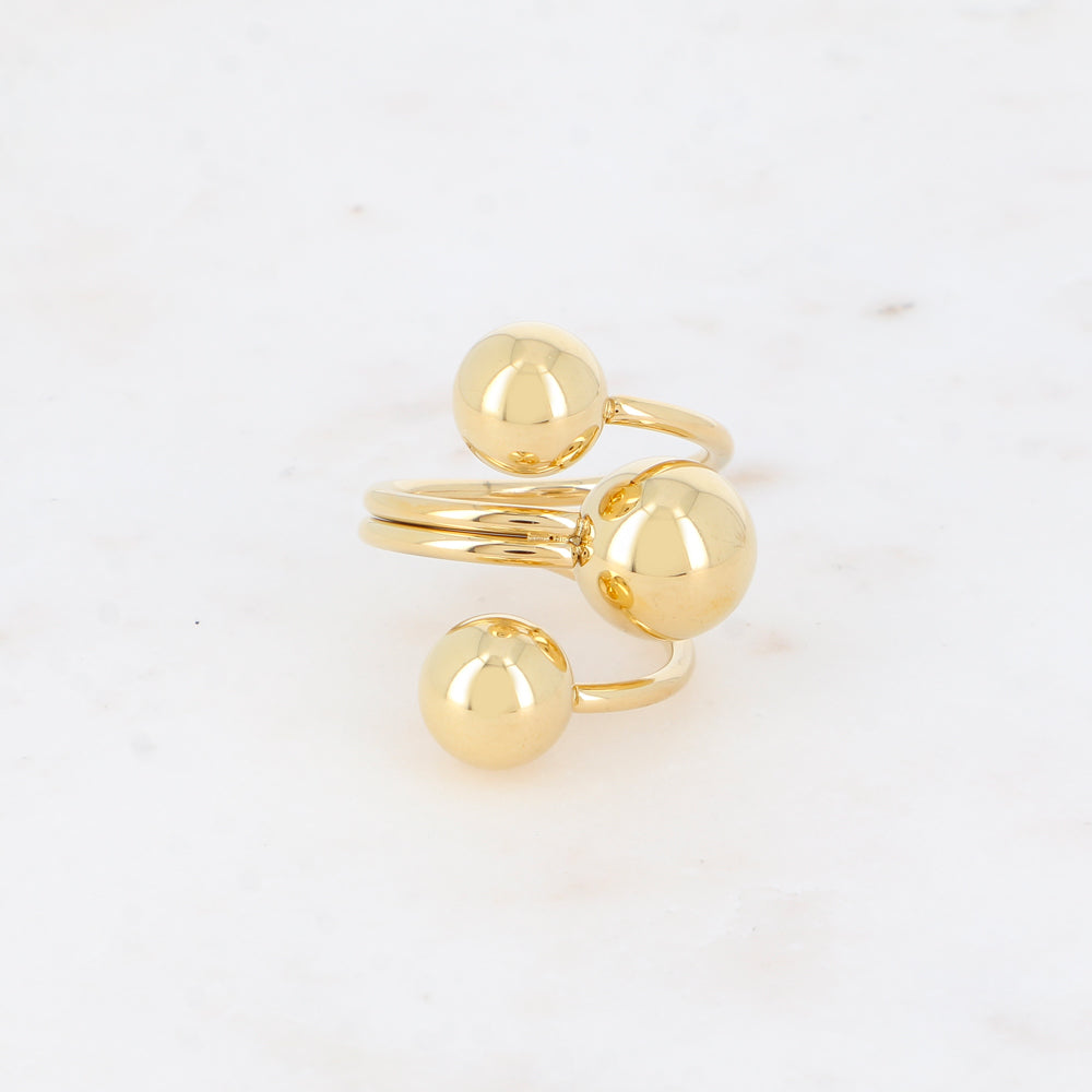Bague large - 3 rangs avec 3 boules