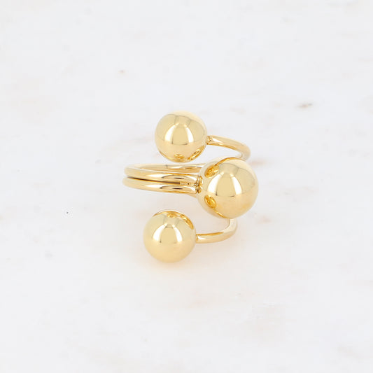 Bague large - 3 rangs avec 3 boules