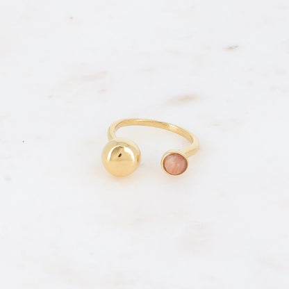 Bague ouverte - boule et pierre naturelle pierre du soleil