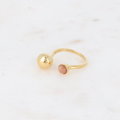 Bague ouverte - boule et pierre naturelle pierre du soleil