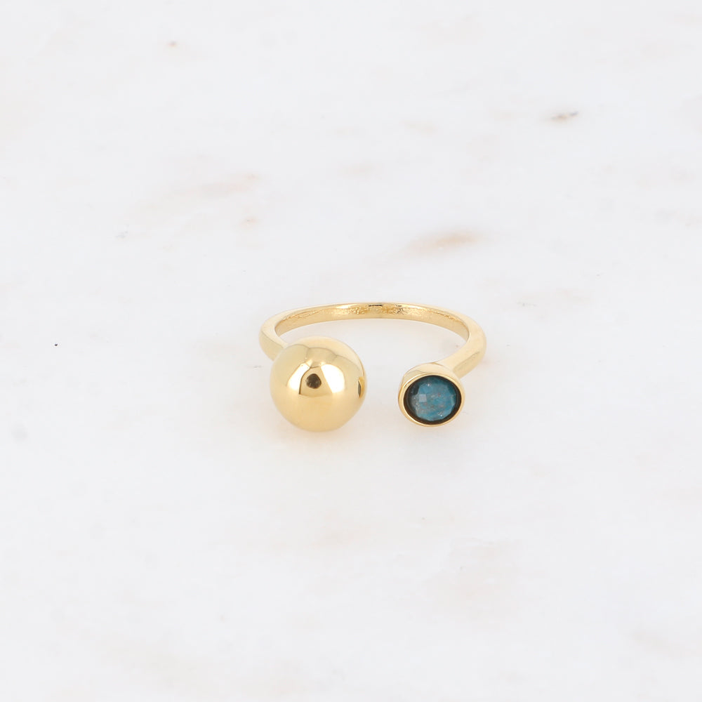 Bague ouverte - boule et pierre naturelle apatite