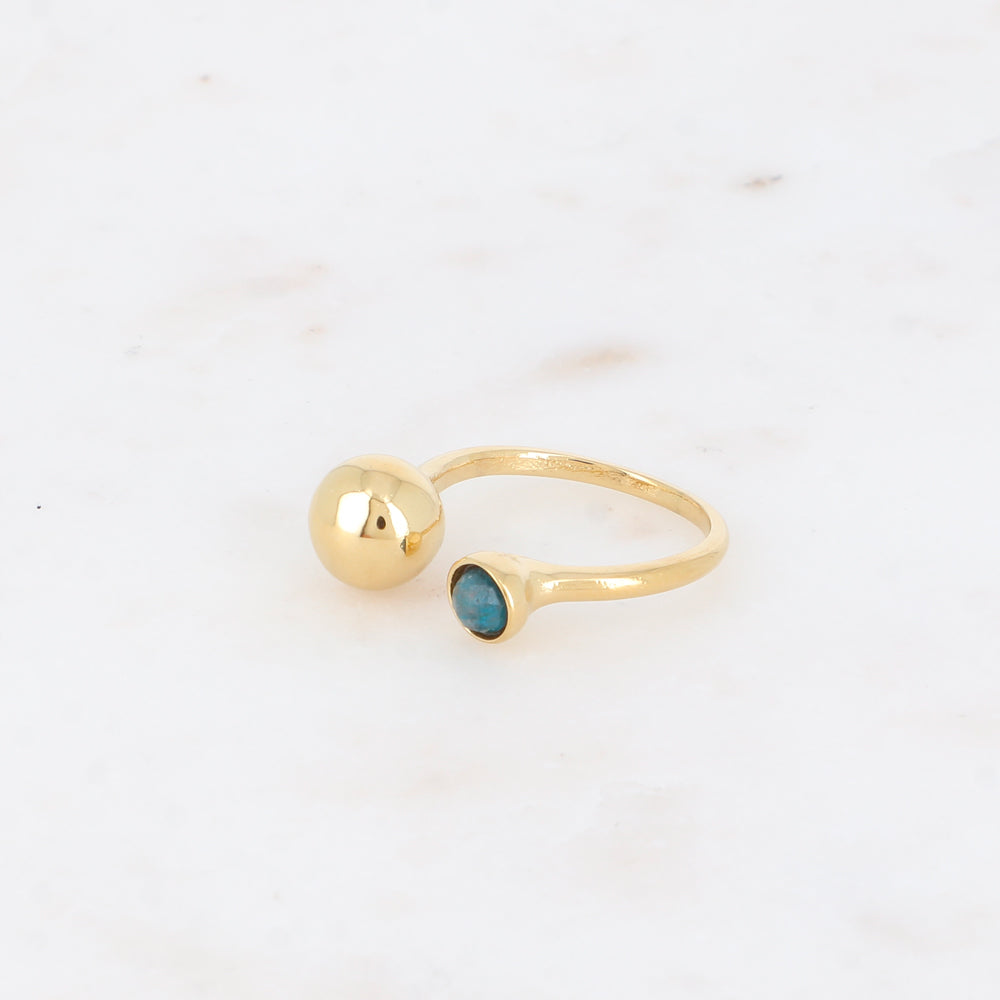 Bague ouverte - boule et pierre naturelle apatite