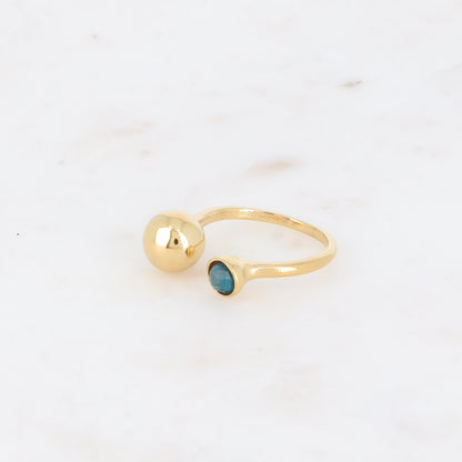 Bague ouverte - boule et pierre naturelle apatite