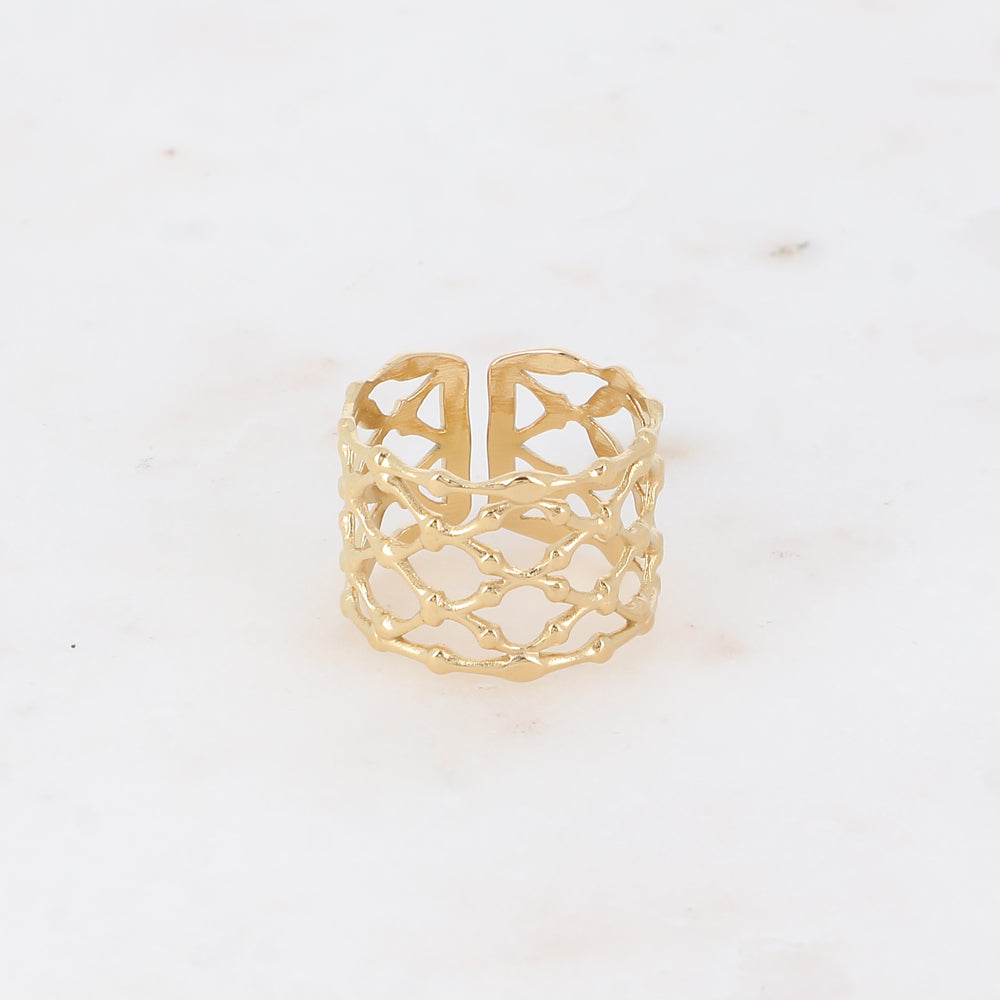 Bague large - anneau quadrillé ajouré