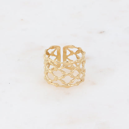 Bague large - anneau quadrillé ajouré