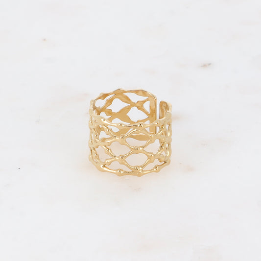 Bague large - anneau quadrillé ajouré