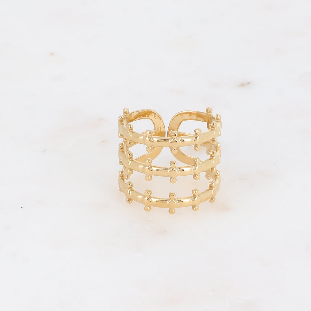 Bague large - 3 rangs, petites boules