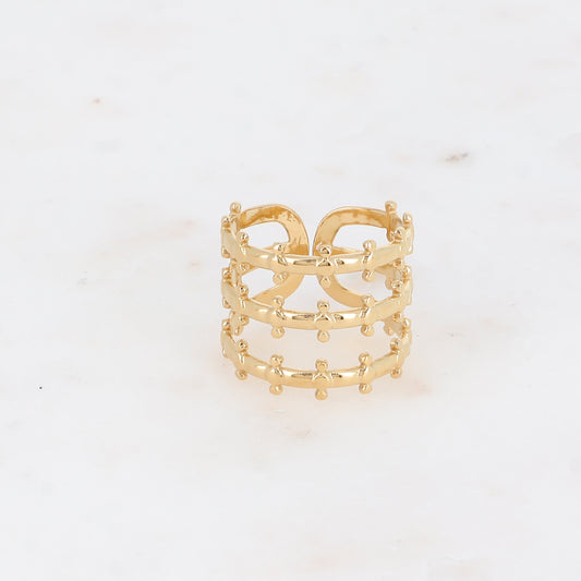 Bague large - 3 rangs, petites boules
