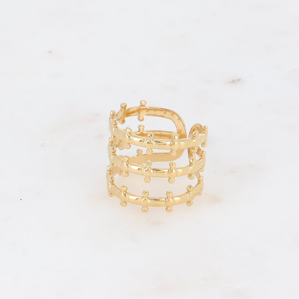 Bague large - 3 rangs, petites boules