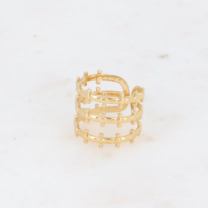 Bague large - 3 rangs, petites boules