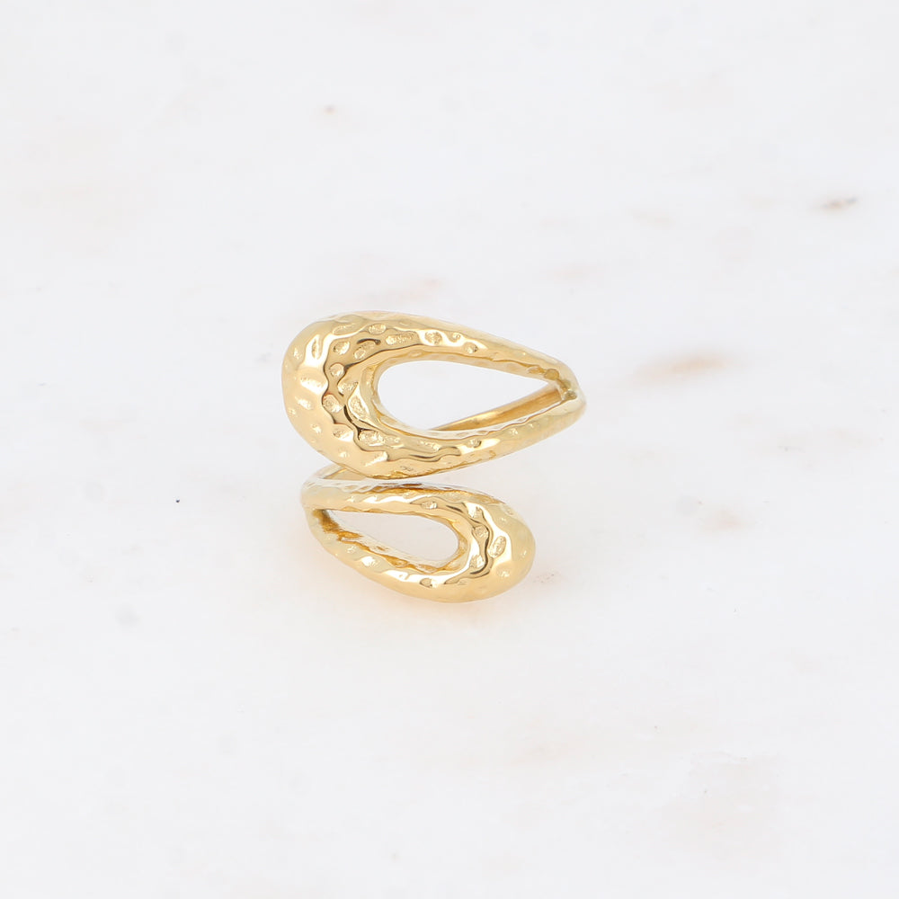 Bague large ouverte - formes ajourées et martelées