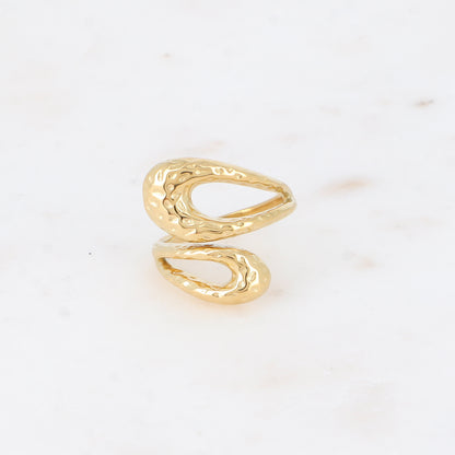 Bague large ouverte - formes ajourées et martelées