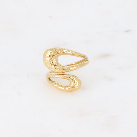 Bague large ouverte - formes ajourées et martelées