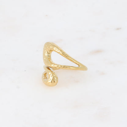 Bague large ouverte - formes ajourées et martelées