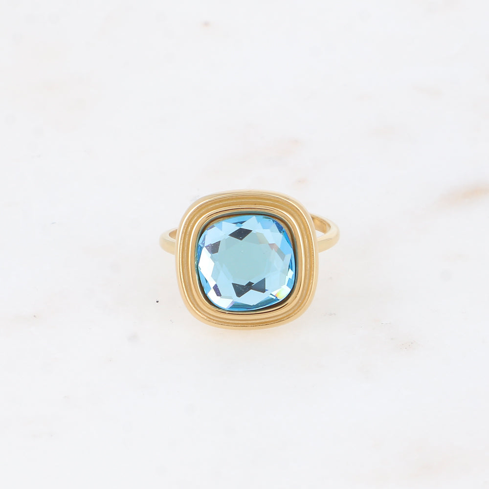 Bague - cristaux 10mm aquamarine