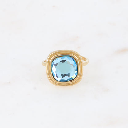 Bague - cristaux 10mm aquamarine