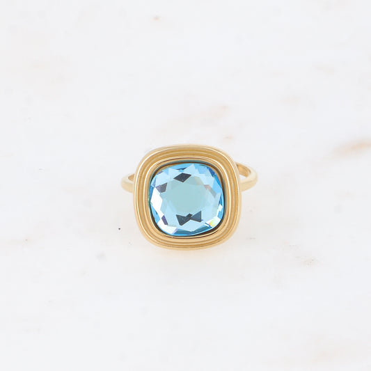 Bague - cristaux 10mm aquamarine