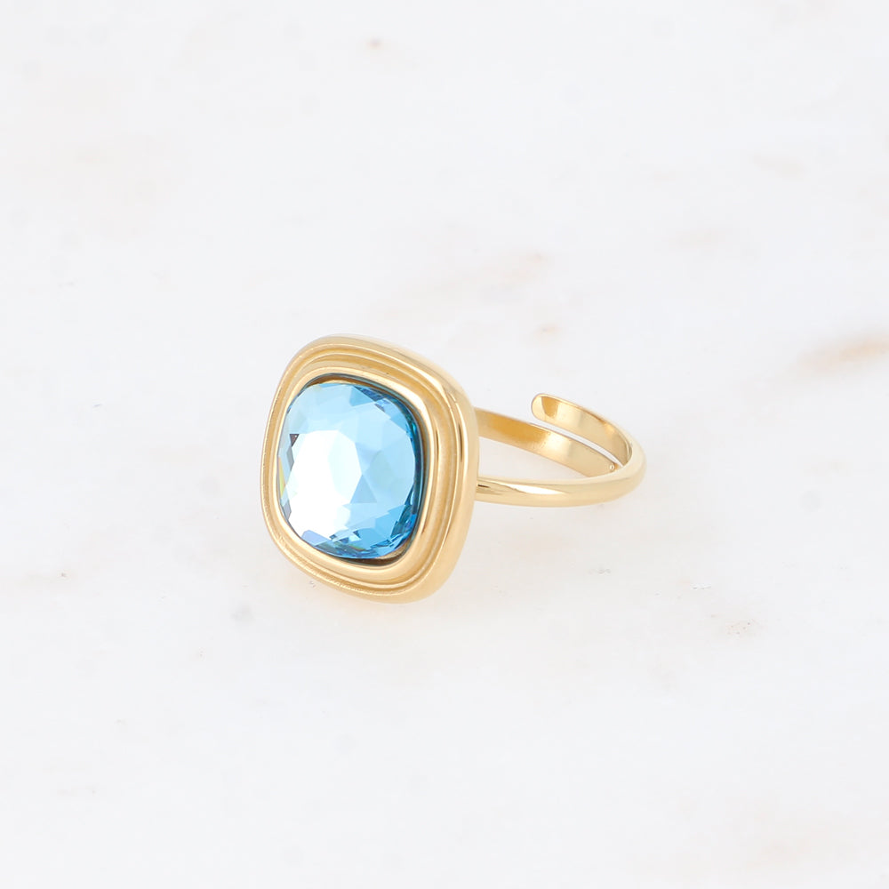 Bague - cristaux 10mm aquamarine