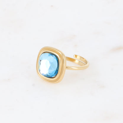 Bague - cristaux 10mm aquamarine