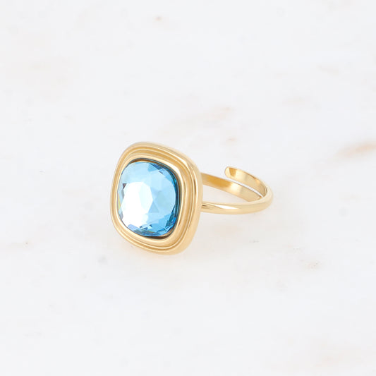 Bague - cristaux 10mm aquamarine