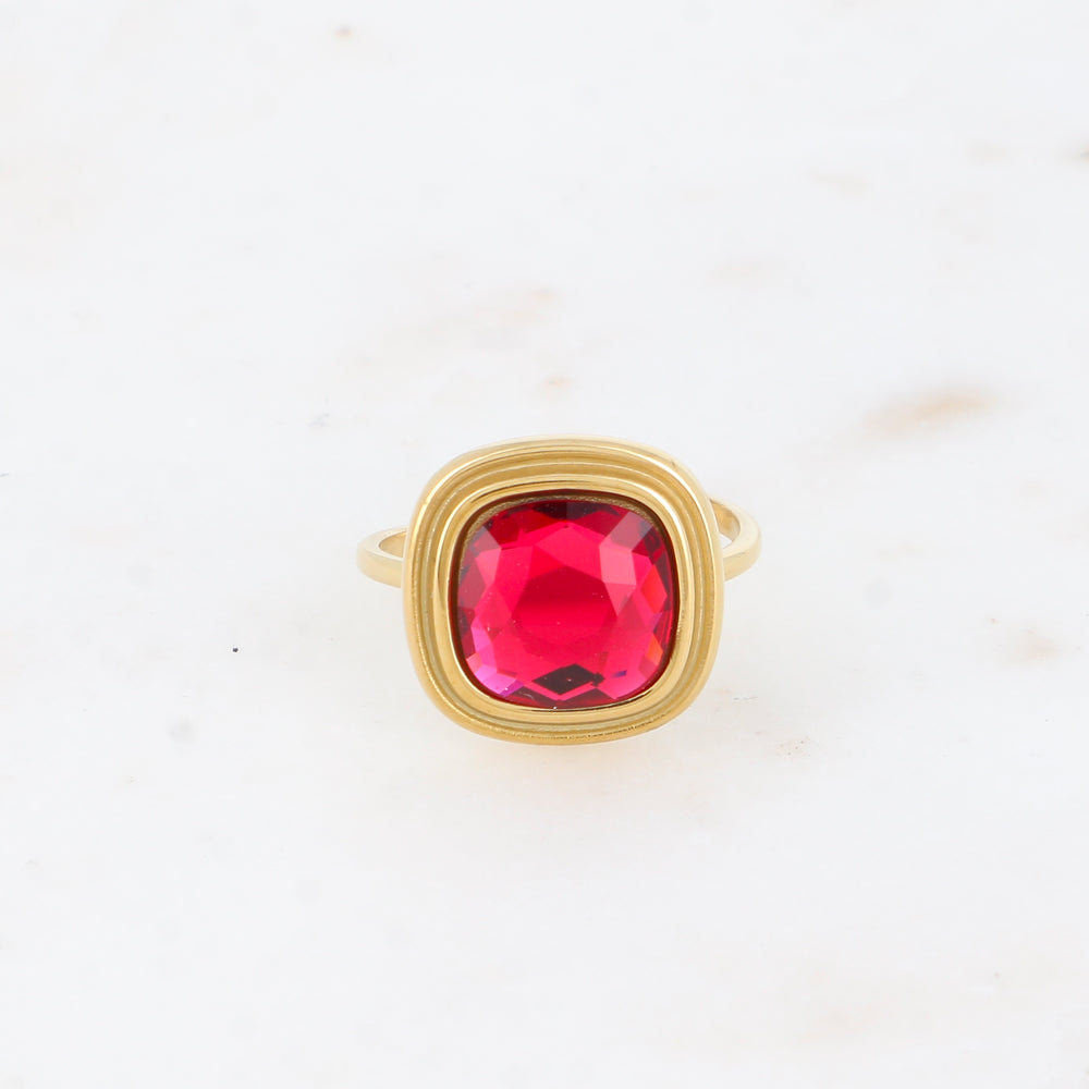 Bague - cristaux 10mm Ruby