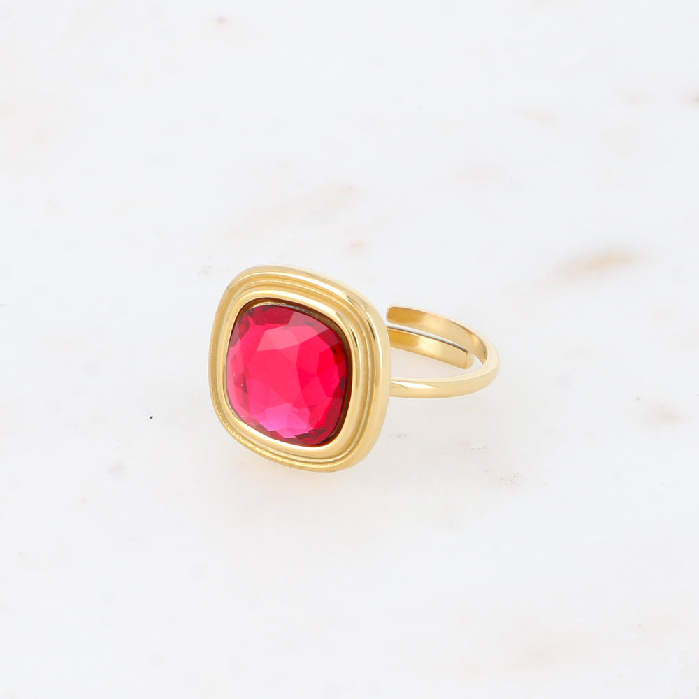 Bague - cristaux 10mm Ruby