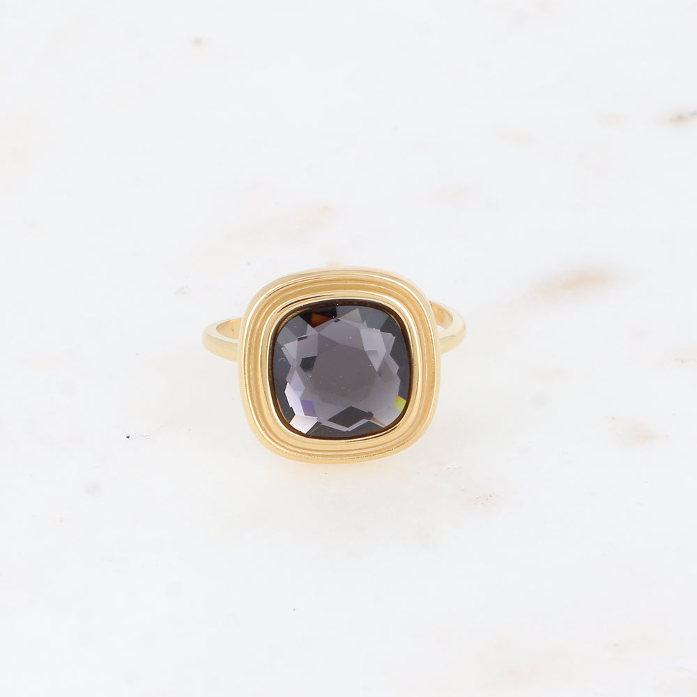 Bague - cristaux 10mm silver grey