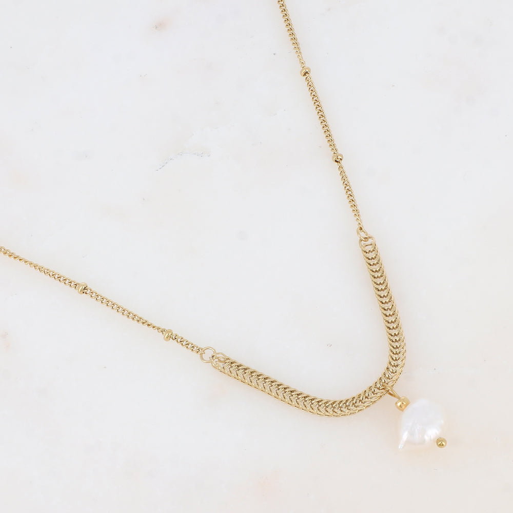 Collier avec perle d'eau douce (42+5CM)