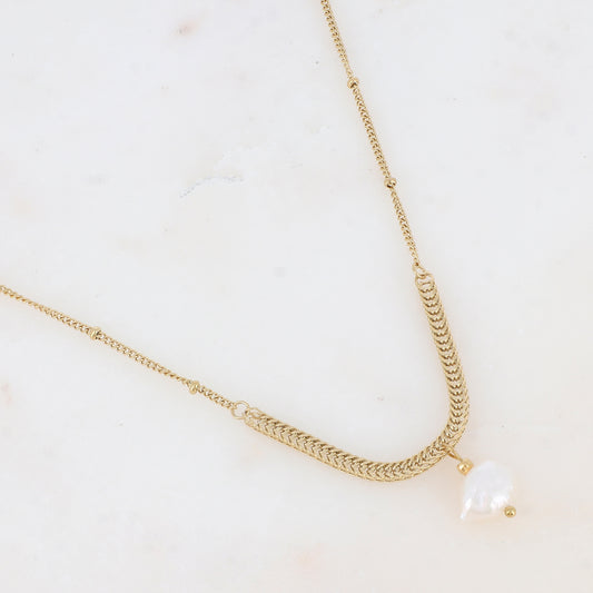 Collier avec perle d'eau douce (42+5CM)