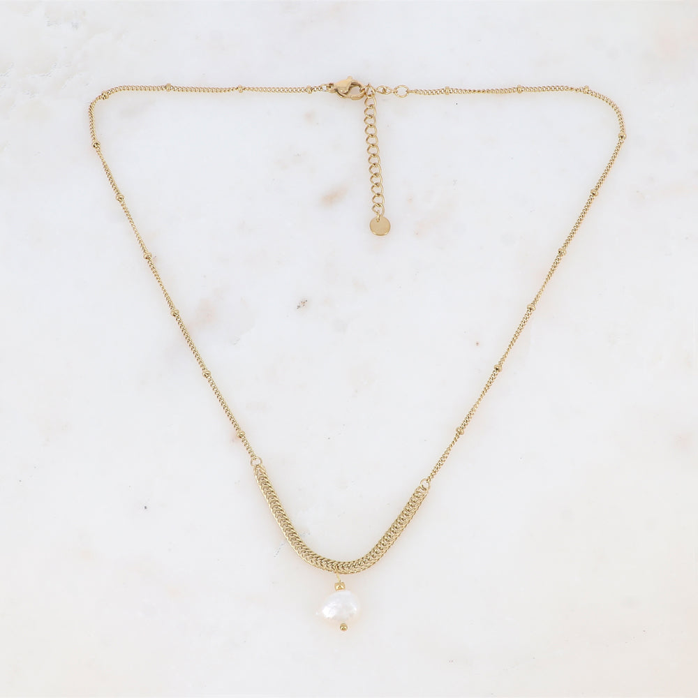 Collier avec perle d'eau douce (42+5CM)