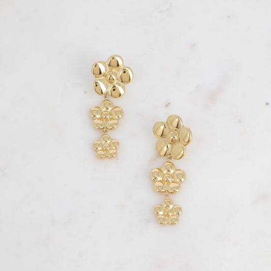 Boucles pendantes - 3 fleurs 22x59 mm