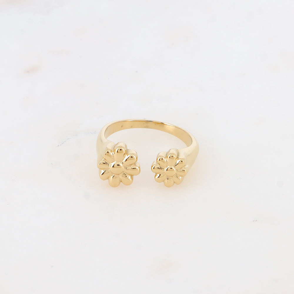 Bague ouverte - double fleur