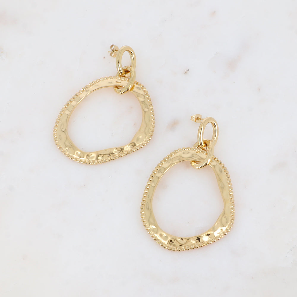 Boucles pendantes - 3 pièces, 2 anneaux et grand anneau effet mil grain 47x70 mm