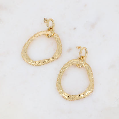 Boucles pendantes - 3 pièces, 2 anneaux et grand anneau effet mil grain 47x70 mm