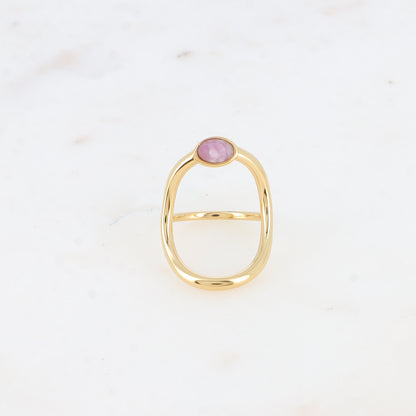 Bague - grand ovale ajouré et pierre naturelle ovale améthyste