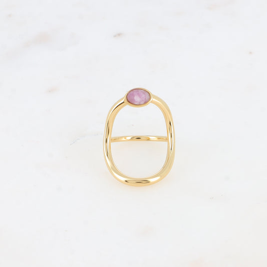 Bague - grand ovale ajouré et pierre naturelle ovale améthyste