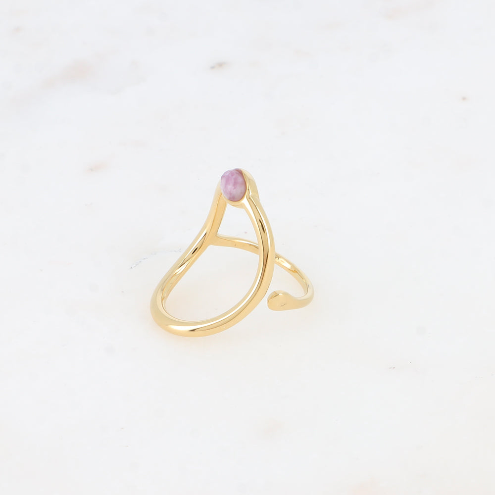 Bague - grand ovale ajouré et pierre naturelle ovale améthyste