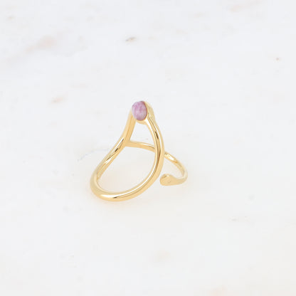 Bague - grand ovale ajouré et pierre naturelle ovale améthyste