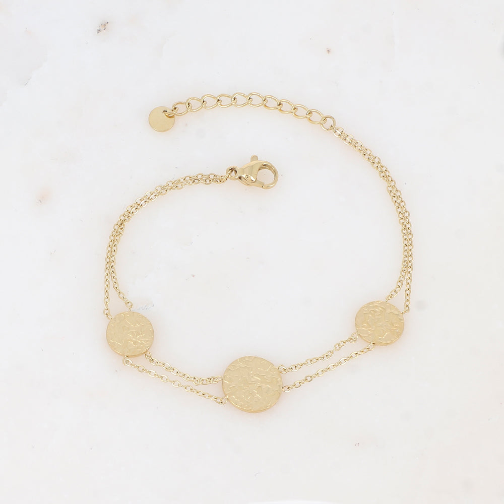 Bracelet double rangs avec pampilles rondes martelées