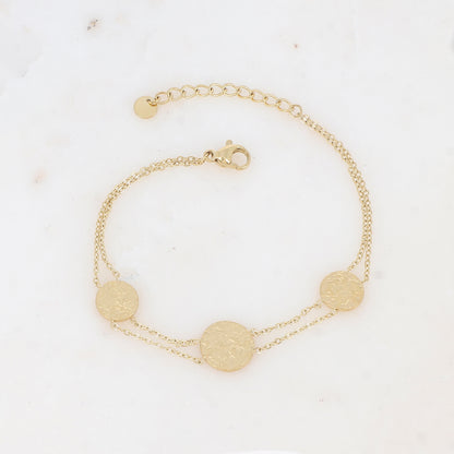 Bracelet double rangs avec pampilles rondes martelées