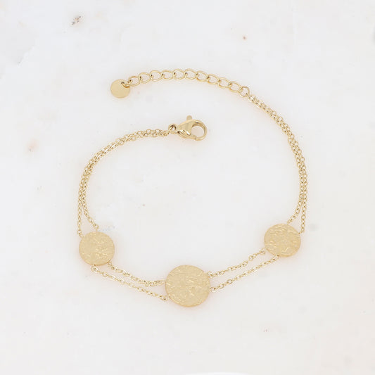 Bracelet double rangs avec pampilles rondes martelées