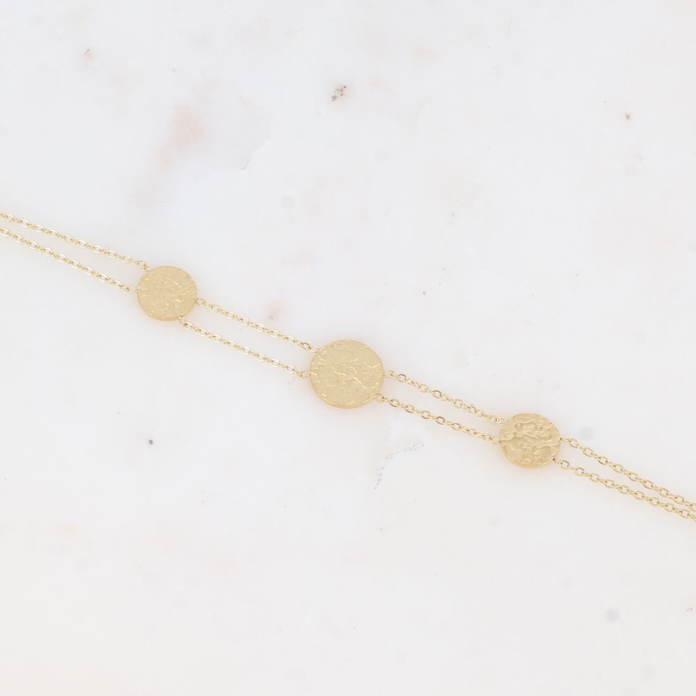 Bracelet double rangs avec pampilles rondes martelées