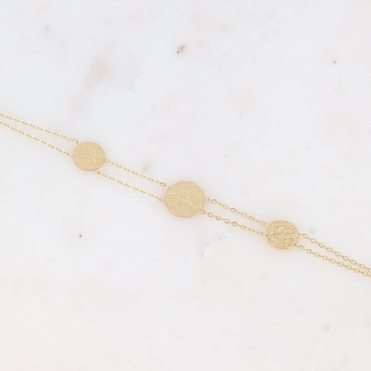Bracelet double rangs avec pampilles rondes martelées