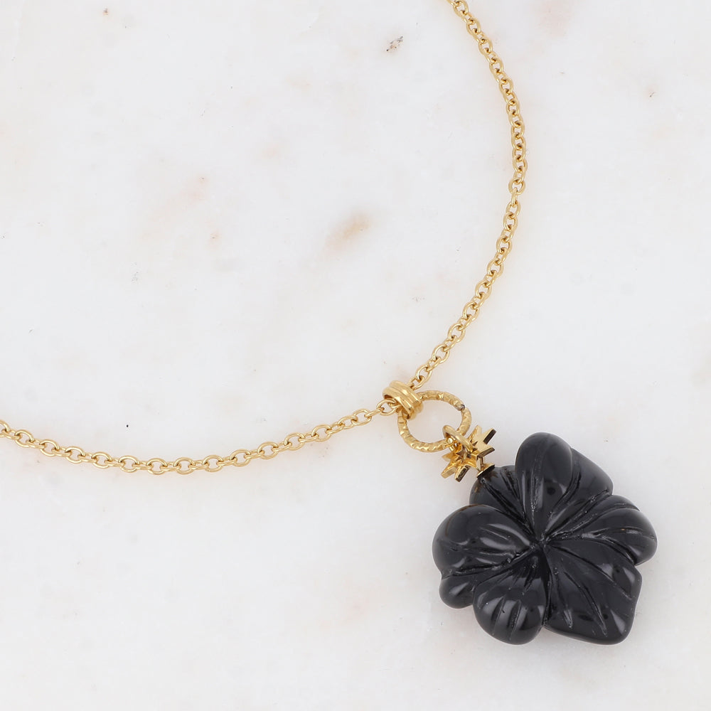 Sautoir avec pendentif forme fleur en acétate (60+5CM)