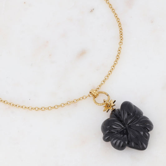 Sautoir avec pendentif forme fleur en acétate (60+5CM)