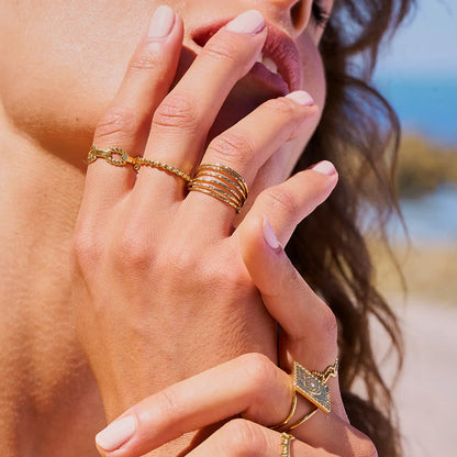 Bague multitrangs martelés
