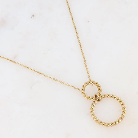Collier avec 2 anneaux torsadés (40+5CM)