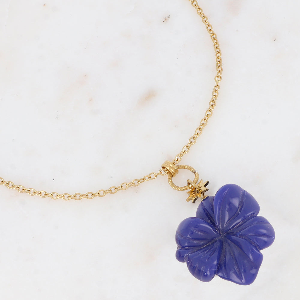 Sautoir avec pendentif forme fleur en acétate (60+5CM)